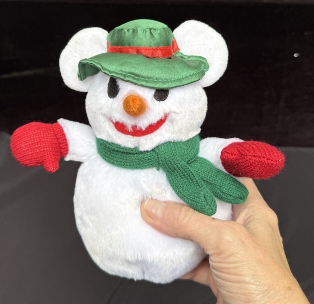 Rare Disney Parks Mickey's Very Merry Christmas Party Snowman 8” Plush Bean Bag